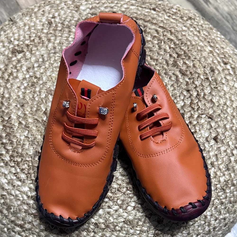 Women's Burnt Orange Faux Leather Casual Shoes, Size 7.5